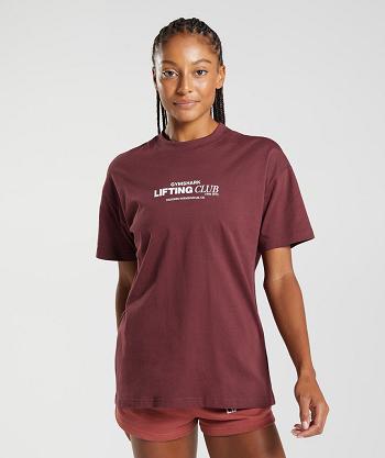Dámské T Shirts Gymshark Social Club Oversized Růžové Hnědé | CZ 3299RVD